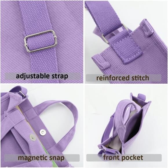 Corduroy Tote Bag for Women Work Crossbody Purse for - Picture 4 of 6